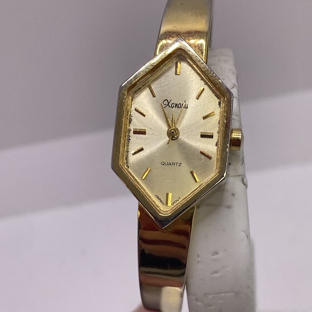 Vintage Xanadu Womens Gold Cuff Bangle Watch New Battery